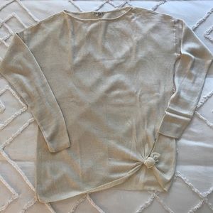 Cream sweater with tie front